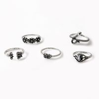 Punk Snake Alloy Plating Artificial Gemstones Rings 5 Pieces main image 6