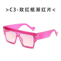 2022 New Big Square Rim Wide Temple Plastic One-piece Sunglasses Wholesale sku image 5