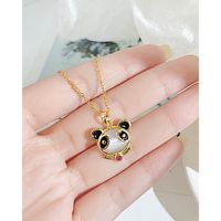 Cute Panda Stainless Steel Copper Necklace Plating Zircon Stainless Steel Necklaces main image 3