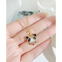 Mignon Panda Acier Inoxydable Le Cuivre Collier Placage Zircon Acier Inoxydable Colliers main image 3