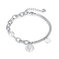 Mode Herzform Rostfreier Stahl Künstliche Perle Keine Intarsien Armbänder In Masse main image 5