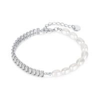 Sweet Geometric Stainless Steel Artificial Pearl Artificial Pearls Zircon Bracelets In Bulk sku image 1