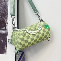 Women's Nylon Plaid Fashion Cylindrical Zipper Crossbody Bag main image 5