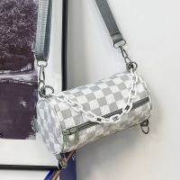 Femmes Nylon Plaid Mode Cylindrique Fermeture Éclair Sac Bandoulière main image 2