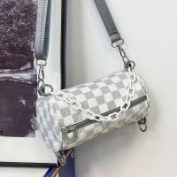 Women's Nylon Plaid Fashion Cylindrical Zipper Crossbody Bag main image 2