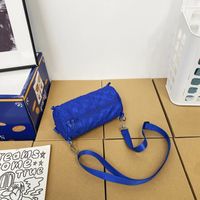 Women's Nylon Plaid Fashion Cylindrical Zipper Crossbody Bag sku image 3