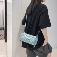 Women's Nylon Plaid Fashion Cylindrical Zipper Crossbody Bag sku image 10