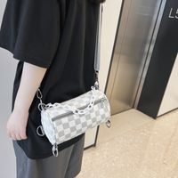 Women's Nylon Plaid Fashion Cylindrical Zipper Crossbody Bag sku image 9