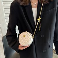 Fashion Solid Color Round Zipper Chain Bag sku image 2