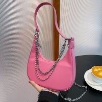 Fashion Solid Color Chain Zipper Underarm Bag main image 3