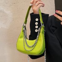 Fashion Solid Color Chain Zipper Underarm Bag main image 5