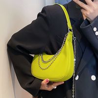 Fashion Solid Color Chain Zipper Underarm Bag sku image 1