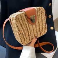 Streetwear Solid Color Square Buckle Box Bag Straw Bag main image 5