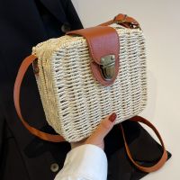Streetwear Solid Color Square Buckle Box Bag Straw Bag main image 1