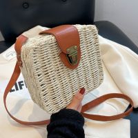 Streetwear Solid Color Square Buckle Box Bag Straw Bag main image 4