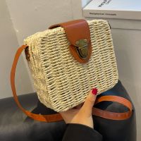 Streetwear Solid Color Square Buckle Box Bag Straw Bag main image 2