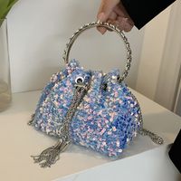 Solid Color Sequin Bucket String Bucket Bag main image 6