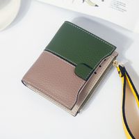 Fashion Color Block Embossing Square Zipper Hasp Small Wallet sku image 2