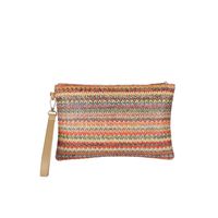 Straw Color Block Weave Square Evening Bags main image 4