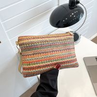 Straw Color Block Weave Square Evening Bags sku image 2