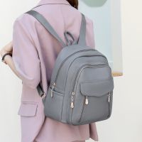 Basic Solid Color Soft Surface Square Zipper Classic Backpack main image 5