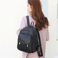 Basic Solid Color Soft Surface Square Zipper Classic Backpack sku image 2