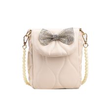 Women's Pu Leather Solid Color Streetwear Beaded Bowknot Square Magnetic Buckle Crossbody Bag sku image 1