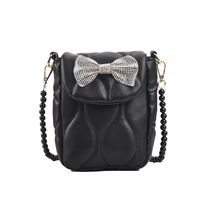 Women's Pu Leather Solid Color Streetwear Beaded Bowknot Square Magnetic Buckle Crossbody Bag sku image 2