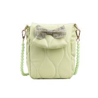 Women's Pu Leather Solid Color Streetwear Beaded Bowknot Square Magnetic Buckle Crossbody Bag sku image 4
