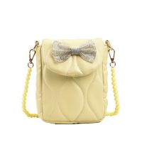 Women's Pu Leather Solid Color Streetwear Beaded Bowknot Square Magnetic Buckle Crossbody Bag sku image 3