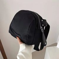 Fashion Solid Color Soft Surface Oval Zipper Shoulder Bag main image 5