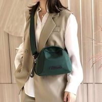 Fashion Solid Color Soft Surface Oval Zipper Shoulder Bag sku image 1