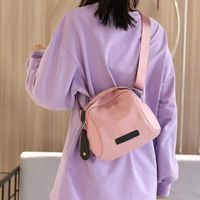 Fashion Solid Color Soft Surface Oval Zipper Shoulder Bag sku image 3