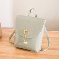 Cute Solid Color Pearl Square Flip Cover Classic Backpack sku image 2