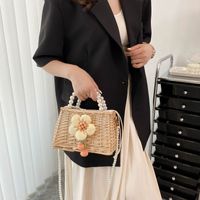 Fashion Solid Color Square String Straw Bag main image 2