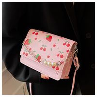 Women's Pu Leather Fruit Fashion Pearl Chain Square Magnetic Buckle Crossbody Bag main image 4