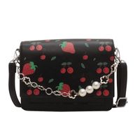Women's Pu Leather Fruit Fashion Pearl Chain Square Magnetic Buckle Crossbody Bag sku image 1