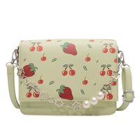 Women's Pu Leather Fruit Fashion Pearl Chain Square Magnetic Buckle Crossbody Bag sku image 2