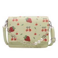 Mujeres Cuero Sintético Fruta Moda Perla Cadena Cuadrado Hebilla Magnética Bolso Bandolera sku image 2