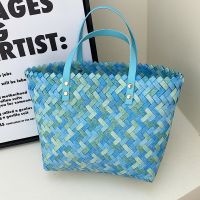Women's Straw Solid Color Fashion Weave Bucket Open Straw Bag main image 1