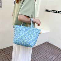 Women's Straw Solid Color Fashion Weave Bucket Open Straw Bag sku image 3