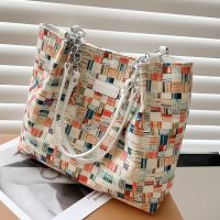 Fashion Color Block Chain Square Zipper Tote Bag main image 4