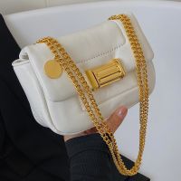 Basic Solid Color Metal Button Chain Square Buckle Square Bag main image 4