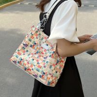 Fashion Color Block Chain Square Zipper Tote Bag sku image 1