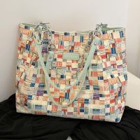 Fashion Color Block Chain Square Zipper Tote Bag sku image 2