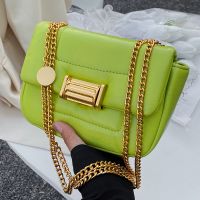 Basic Solid Color Metal Button Chain Square Buckle Square Bag main image 3