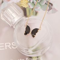 Stainless Steel 18K Gold Plated Sweet Plating Butterfly Glass Necklace main image 2