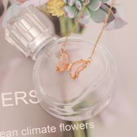 Stainless Steel 18K Gold Plated Sweet Plating Butterfly Glass Necklace sku image 6