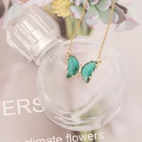 Stainless Steel 18K Gold Plated Sweet Plating Butterfly Glass Necklace sku image 8