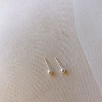 1 Pair Simple Style Round Plating Inlay Alloy Pearl Silver Plated Ear Studs sku image 1